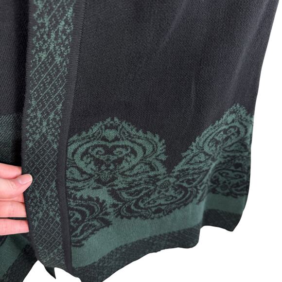 Parsley & Sage Black Green Tigh Knit Open Sweater Vest Cardigan Cotton Size L - Picture 3 of 5